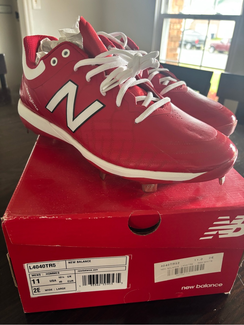 New Balance Mens Red Baseball Cleats